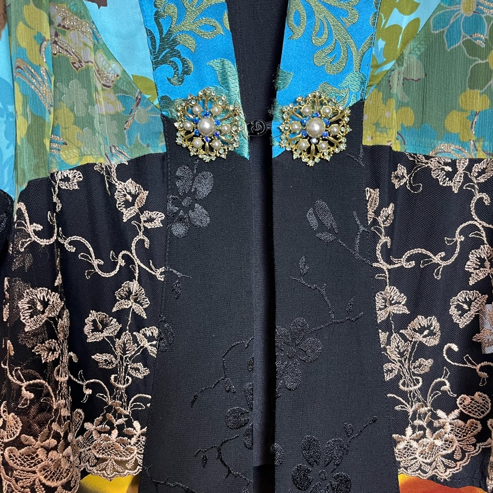 Y2K Spencer Alexis Floral Fairy Lacy Kimono Womens Blouse Size Large - Picture 3 of 13